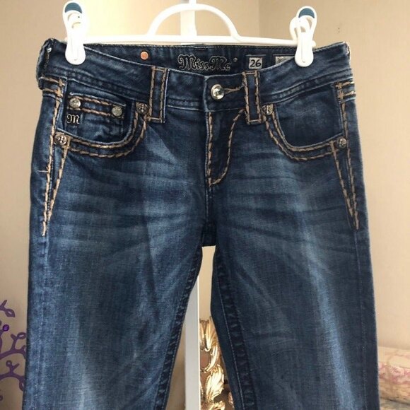 Miss Me sz 26 Thick Stitch Flap Pocket Boot Cut Jeans - Picture 3 of 11